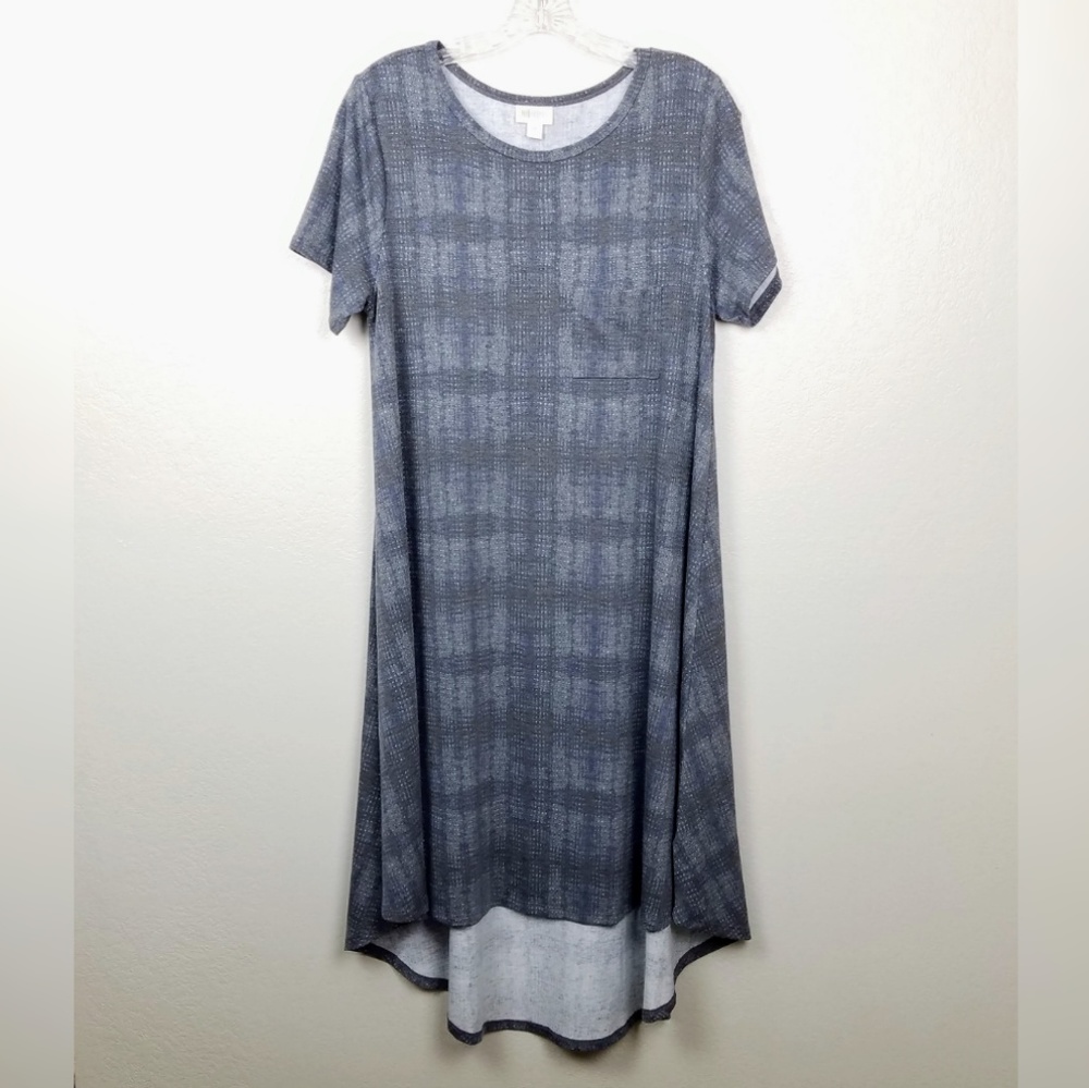 LuLaRoe Carly Dress High Low Short Sleeve Gray NWT